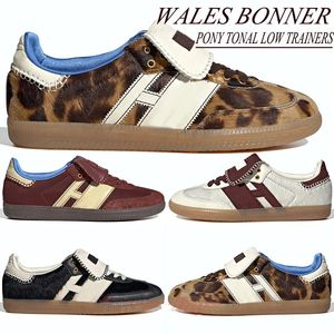 2024 Mens platform Lage casual schoenen Wales Bonner Luipard Dark Fox Brown Pony Tonal Cream White Men Dames Trainers Sneakers