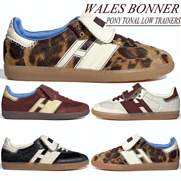 2024 plataforma para hombres zapatos bajos casuales Gales Bonner Bonner Dark Fox Brown Pony Tonal Cream White Men Women Trainers Sneakers