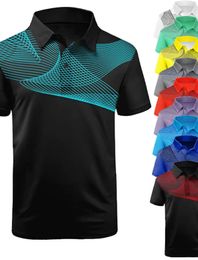 2024 Camisa de polo masculino Camisa de golf estampados gráficos Geometría de geometría lineal Mangas de mangas cortas de las mangas cortas 240510