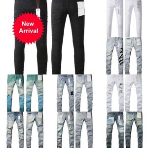 2024 Heren Purple Brand Lage Rise Skinny Men Jean White Quilted Destroy Vintage Stretch Cotton Jeans Fashion