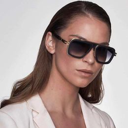 2024 MENS RETRO PILOT Square Womens Sunglasses Sungasses Fashion Des lunettes de soleil Gold Cadre Sunglasses UV400 Gradient LXN-EVO DITA