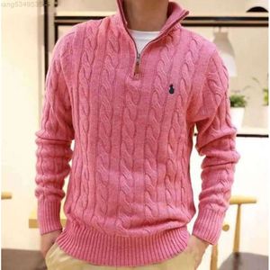 2024 Hommes épais Pull Designer Polo Demi-Zip Sweat à capuche à manches longues tricoté cheval Twist col haut hommes femme broderie 23fw