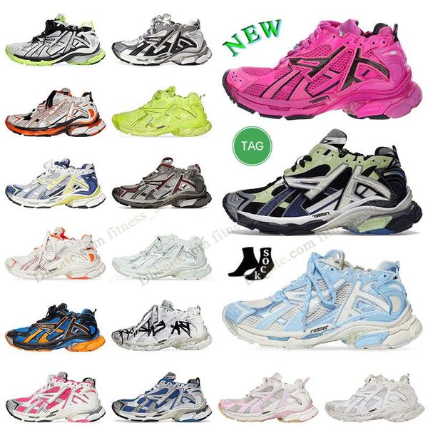 2024 Hommes Track Runners 7 7.0 Chaussures Casual Balencaigalies Femmes Designer Cuir Noir Blanc Rose Nylon Mesh Tracks 3 Baskets Balenciagas Plateforme Baskets Tennis