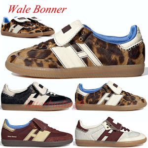 2024 Con caja Leopardo Marrón Oscuro Plataforma Bajo Zapatos Casuales Gales Bonner Fox Marrón Pony Tonal Crema Blanco Núcleo Negro Hombres Mujeres Entrenadores Zapatillas de deporte