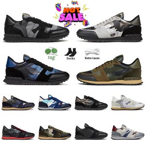 2024 Hommes Femmes Chaussures d'extérieur Camo Plateforme Baskets Camouflage Semelle En Caoutchouc Vert Valentino Triple Noir Blanc Gris Chaussure De Luxe Sport Baskets