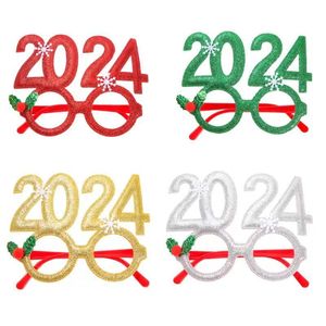 2024 Joyeux Noël Lunettes Visage Masque Couverture Cadre Enfants Jouets Bonne Année Décorations De Fête De Noël Lunettes Stand Accessoires Fournitures Enfants Cadeau Ornement Festif