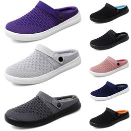 2024 Mesh Slippers Cushion Slip-on Summer Femmes Soufflement Antisiskid Walking Chaussures Gai Purple Black Black Rose Gris Gris Pourteuse Platage Platphes