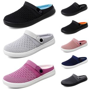 2024 Mesh Slippers Cushion Slip-on Summer Femmes Breatte Gai Walking Chaussures Purple Black Black Rose Gris Gris Pourte Platage Platphes