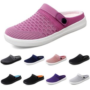 2024 Mesh Slippers Cushion Slip-on Summer Femmes Chaussures de marche Black Rose Purple Gai Plate-Plate-Slippers Courne Female Sneaker Taille 36-45