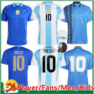 2024 MESSIS Argentinas Maillot de football Copa America Cup Camisetas Kit enfants Natal Team 24/25 Maillot de football à domicile DI MARIA LAUTARO MARTINEZ Fans de joueurs