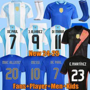 2024 Messis Soccer Jersey Copa America Cup Camisetas Kids Kit Nationaal Team 24/25 Home Away Football Shirt Di Maria Lautaro Martinez Player Fans versie