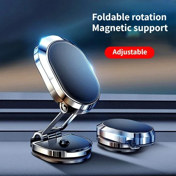 2024 Metal Magnetic Car Phone Stand Cell GPS GPS Polding Support pour iPhone 13 Max Bracket Rajusté 360 MANNET MOBILE DES Tableau de bord