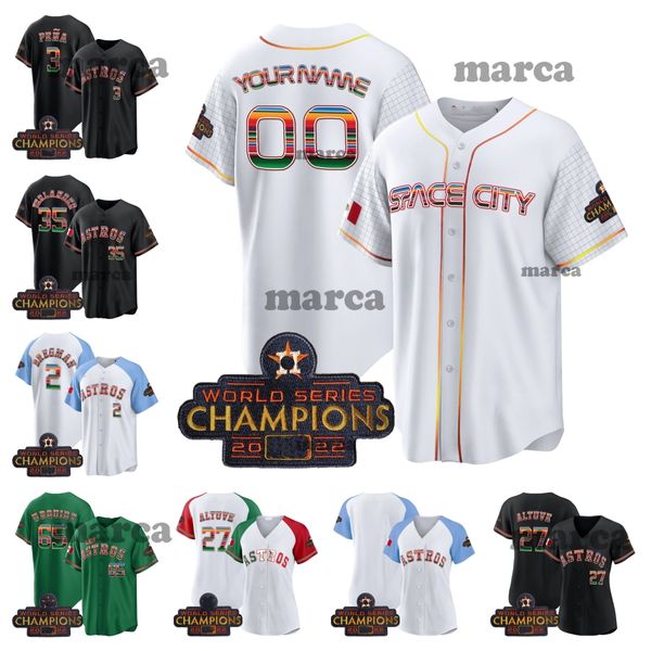 2024 México Astros 44 Jersey de béisbol de Álvarez 27 Altuve 2 Bregman 3 Jeremy Pena Houston Justin Verlanderframber Valdez 71 Josh Hader Jeff Bagwell Bryan Jose Abreu