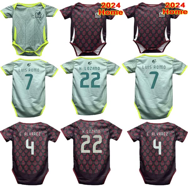 2024 MEXICO Bébé de haute qualité et maillots de football légers H. Lozano Araujo G.ochoa Rodriguez E.Sanchez Arteaga J.Gallardo Home Away Football Shirts BB