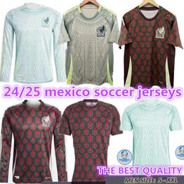 2024 Mexique CHICHARITO Maillots de football pour hommes manches longues courtes 24 25 H. LOZANO A. GUARDADO Domicile Vêtements d'entraînement R. JIMENEZ Équipe nationale Mexique Maillot de football adulte