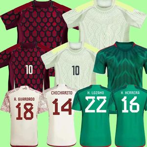 2024 Mexique CHICHARITO Maillots de football pour hommes 22 23 H. LOZANO A. GUARDADO Domicile Vêtements d'entraînement R. JIMENEZ Maillot de football de l'équipe nationale Fans Player Version