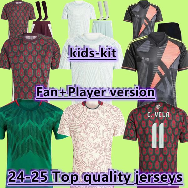 2024 Mexique CHICHARITO Soccer Jerseys 24 25 Version du joueur des fans de l'équipe nationale GIMENEZ LOZANO A. GUARDADO Domicile Vêtements d'entraînement R. JIMENEZ Hommes Enfants Maillot de football