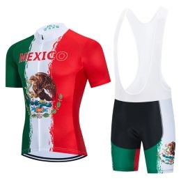 2024 MEXICO Cycling Team Jersey Biscous Shorts Bib Set Ropa Ciclismo Mens Mtb Shirt Summer Pro Bicycling Maillot Bottom Clothing