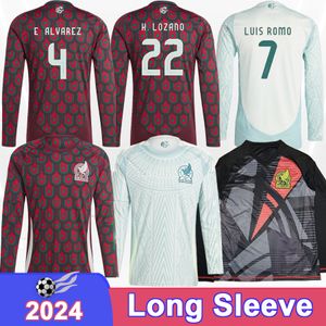 2024 Mexico Lange mouwen voetballen Jerseys H. Lozano G.Ochoa Araujo Rodriguez E.Sanchez J.Vasquez J.Sanchez O.Pineda Home Away Donis Donigning Football Shirts