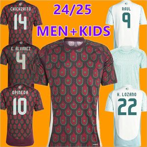 2024 Mexique Jersey de football H. Losano Chicharito G Dos Santos C. Vela 24 25 Hommes Enfants Kit Sports Football Chemise Ensembles Formation MEXICAIN L.ROMO Accueil Uniforme Gardien de but