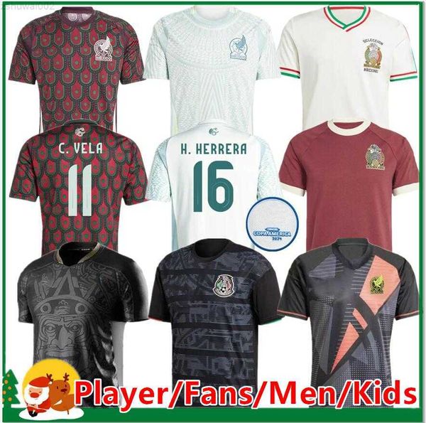 2024 Mexique Jersey de football H. Losano Chicharito G Dos Santos C. Vela 24 25 Hommes Femmes Enfants Kit Sports Football Chemise Ensembles Formation MEXICAINE Accueil Uniforme Goa