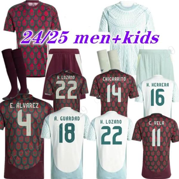 2024 México Soccer Jersey Home Away Raulchicharito Lozano Dos Santos Club Camisa de fútbol Kit Kit H.Lezano Men coloca Versión de jugadores de uniformes