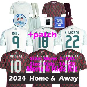 2024 MEXICO voetbalshirts Mexico O.PINEDA CHICHARITO LOZANO Sets voor heren en kinderen uniform R. JIMENEZ E. ALVAREZ Nationaal team voetbalshirt Fans Versie C. VELA