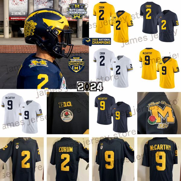 Maillot de football nouveau style Michigan Wolverines 2024 #2 Blake Corum #9 J.J. Mc Carthy en stock