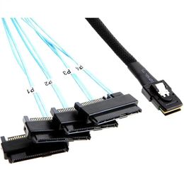 2024 Mini SAS tot SAS-kabel Interne 36-pins Mini SAS SFF-8087 Host naar 4 SFF-8482 Target SAS Hard Disk en SATA-voedingskabel 50 cm hoge kwaliteit