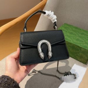 2024 Mini bolsos de cadena de hombro mujer bolso de diseñador bolso crossbody bolsos de lujo bolsos lindo cuero negro 5a