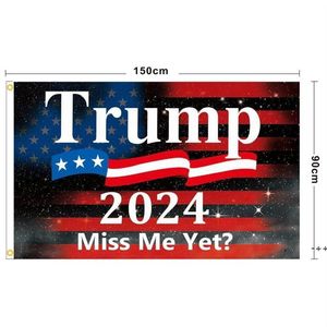 2024 Mis me toch Trump vlag Levendige kleurbestendige dubbele gestikte decoratie banner 90x150cm Trump's vlaggen RRF11336