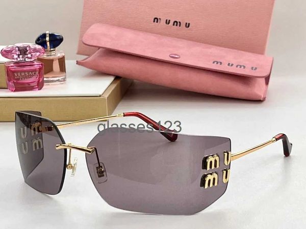 2024.Miu lunettes de soleil hommes et femmes lunettes de soleil sans cadre lunettes miu tendance nouveau style avec changement de couleur film progressif 25R1