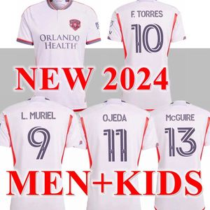 2024 MLS Orlando City SC Voetbalshirts Kindertenue Man Major League 24 25 Voetbalshirt Primary Home Paars The Wall Away Wit Legacy F.TORRES L.MURIEL OJEDA JANSSON