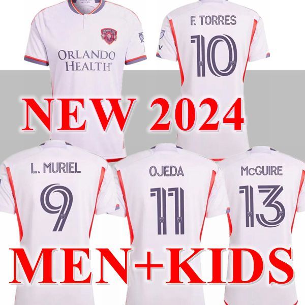 2024 Orlando City SC Soccer Jerseys Kids Kit Man Major League 24 25 Champe de football Primor Home Purple the Wall Away White Legacy F.Torres L.Muriel Ojeda Jansson