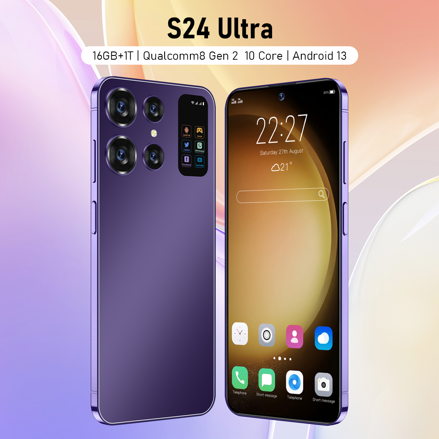2024 Cep Telefonları S23 Ultra 7.3 HD Ekran Akıllı Telefon Orijinal 16G+1T 5G Çift Sim Celüler Android Kilitli 100MP 8000mAh Cep Telefonu