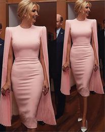 2024 robes de soirée gaine rose modeste bijou cou bal fête cocktail robes formelles avec manches longues en mousseline de soie douce robes de bal sur mesure