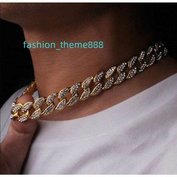 2024 Moissamite Hip Hop Bling Mode Chaîne Bijoux Hommes Or et Argent Miami Cubain Lien Chaîne Collier Diamant Ice out Collier Chinois