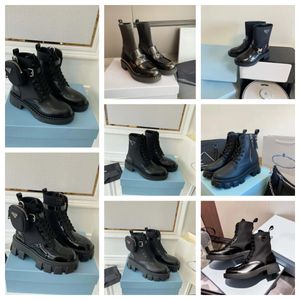 2024 Monolithe Polish Le cuir de cuir polonais Chelsea Boots plate-forme coins enfile des talons de blocs à bout de rond Bottines plates Designer de luxe pour femmes chaussures d'usine
