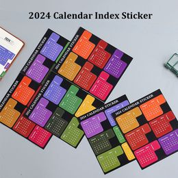2024 mois Calendrier Auto-équipe autocollants Planificateur Colorful Tri Label Sticker Notebook Decal Decals Stationery Bookmark