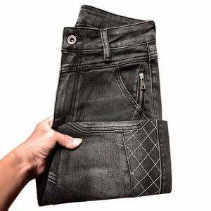 2024 Jeans de moto brodés pour hommes, beaux hommes maigres, pantalons skinny, pantalons décontractés, extensibles, tout-match pour hommes Lo 84ds #