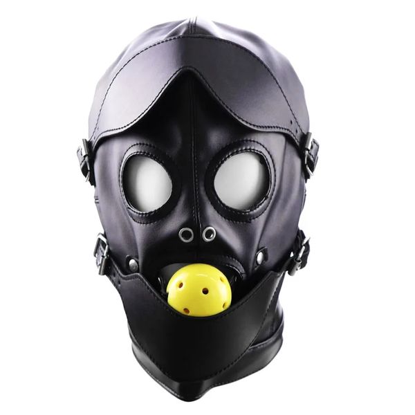 2024 bouche bâillon boule bandeau en cuir bondage cagoule masque jeux pour adultes bdsm bondage cosplay esclave fétiche restrictions jouets sexuels pour couples meilleure qualité