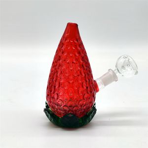 2024 Multi Color Mini Straberry Verde Rojo 5 pulgadas Bongs de vidrio Tubería de agua Bong Tubo para fumar tabaco 10 mm Tazón Dab Rig Recycler Bubbler Pipes