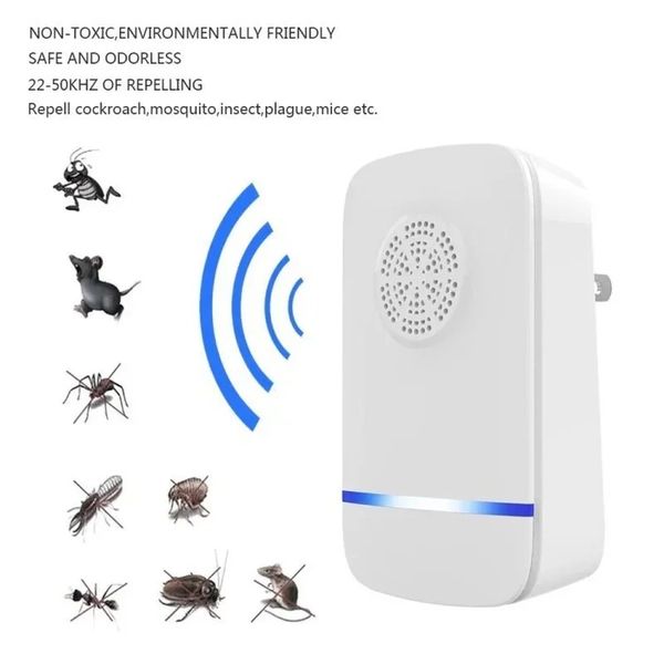 2024 Repeller à ultrasons multi-usons Réponction électronique Repeau des punaises de lit de souris Mosquitoes Roaches Killer non toxique écologique à l'intérieur pour répulseur intérieur respectueux de l'environnement