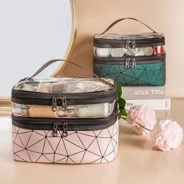 2024 Multifunción Viaje Bolsa de maquillaje transparente Fashion Diamond Cosmetic Bag Organizador de artículos de tocador de tocador de hembras Magno de almacenamiento de hembras para maquillaje para