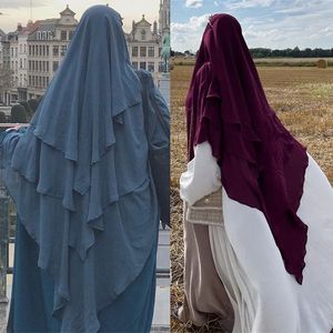 2024 musulman khimar trois couches voltiges hijabs dubaï dinde femmes arabes turan coiffeur islamique scrafs scrafs de prière vêtements240403