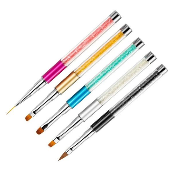 2024 Nail Art Brush stylo hingestone Diamond Metal Acrylique Handle Scouping Powder Painting Gel Brush Liquid Salon Douleur Nail Brosse NOUVEAU pour l'ongle