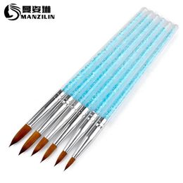 2024 Nail Tool Brush Crystal Armor Crystal Sculpture Pen Bleu Boute transparente Diamond Crystal Pen 6 Pièces Set for Crystal Sculpture Pen