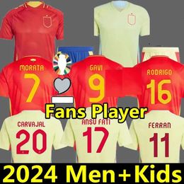 2024 Equipo nacional Euro Spains Socce Jeseys Pedri Gavi Lamine Yamal Morata Caval Olmo Asensio Ferran Rodrigo Cucuella Jesey Mujeres españoles Men Kit Fútbol Camisa de fútbol