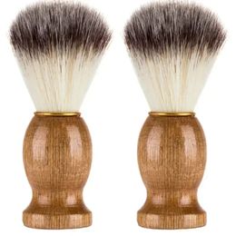 2024 Natural Badger Hair Men's Shaving Brush Barber Salon Men Facial Beard Cleaning Appliance Shave Tool Razor Brush with Wood Handlefor Professional Shaving Tools