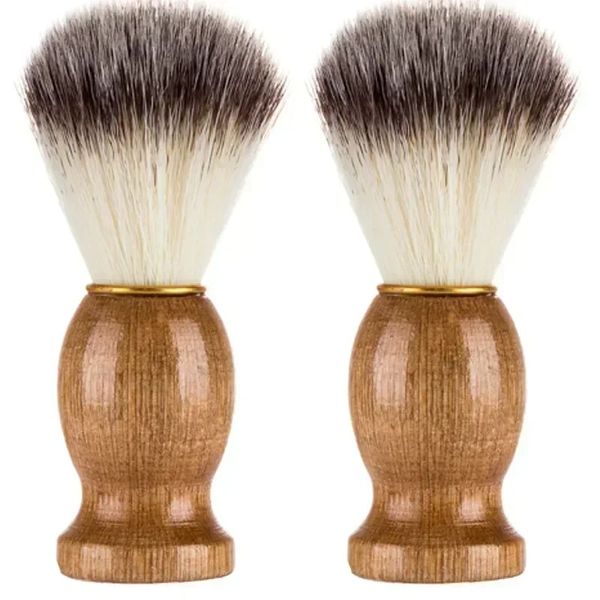 2024 Natural Badger Hoids Men's Shaving Brush Barber Salon Men Men de nettoyage de la barbe pour le visage Brosse de rasage de rasage de rasage avec manche en bois pour les outils de rasage professionnel